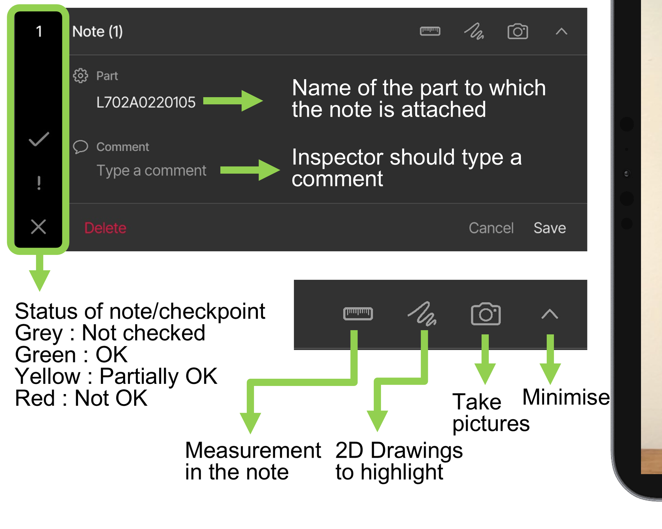 Note window legend