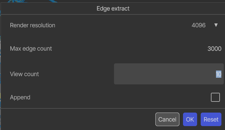 View count in the edge extract dialog