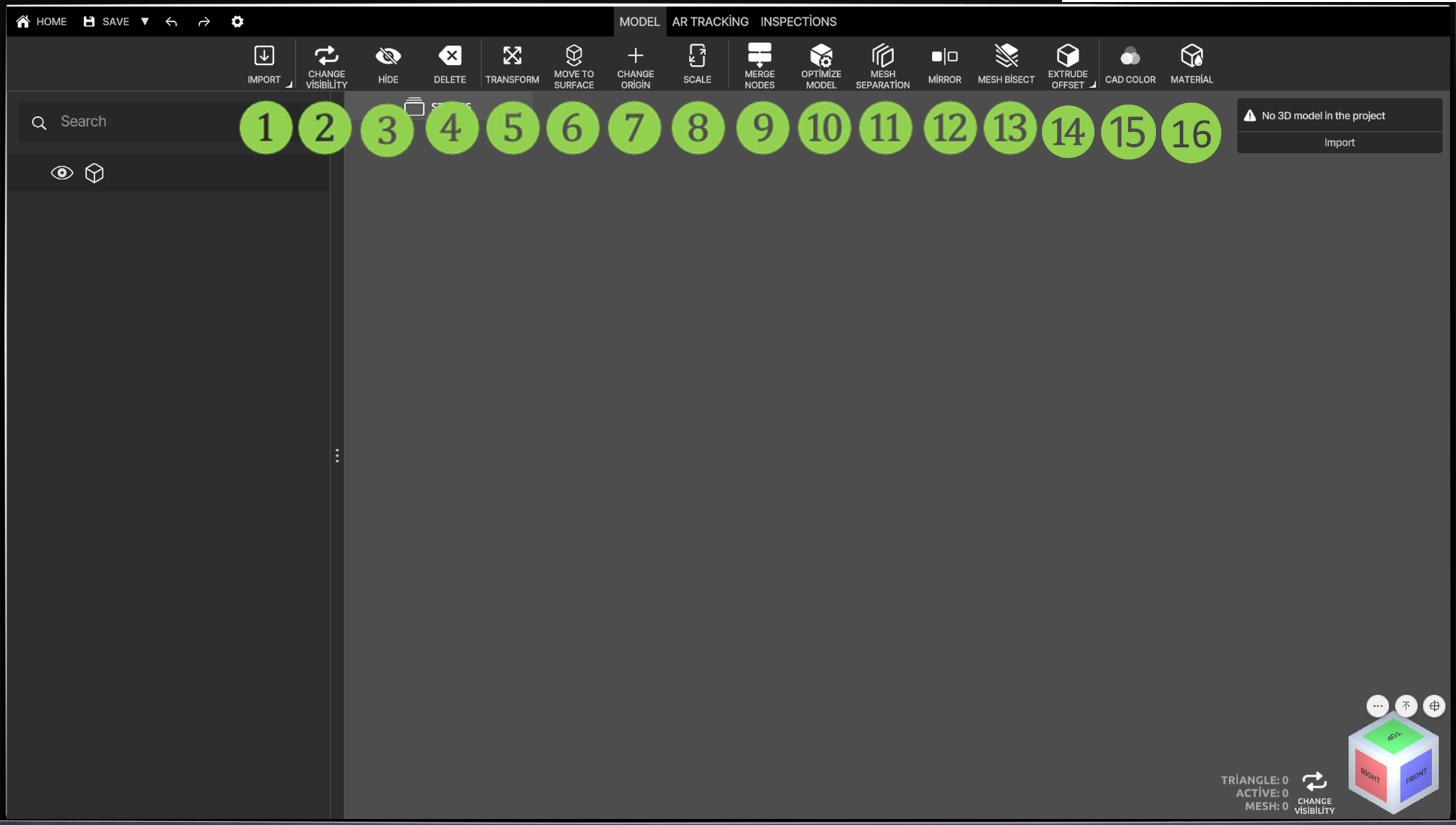 Model toolbar